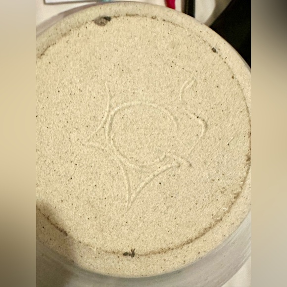 Vintage 80s Huge Studio Art Pottery Bulbous Artisan Vase Blue Rose Stripe Design - Picture 13 of 14